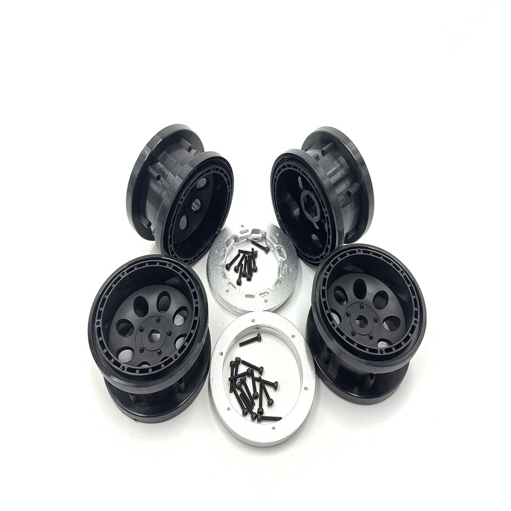 2.2" Beadlock Rims/Wheels X4 for 1/10 1/8 4WD Truck Tires Axial SMT10 SCX10 II RBX10 SCX6 TRX-4 MJX H8H RLAALOR MK07 YK4106 Raptor F150 KM Tank 300 TF2 LWB Hilux LC80 LC70 FJ40 Land CRUSIER RGT LC76