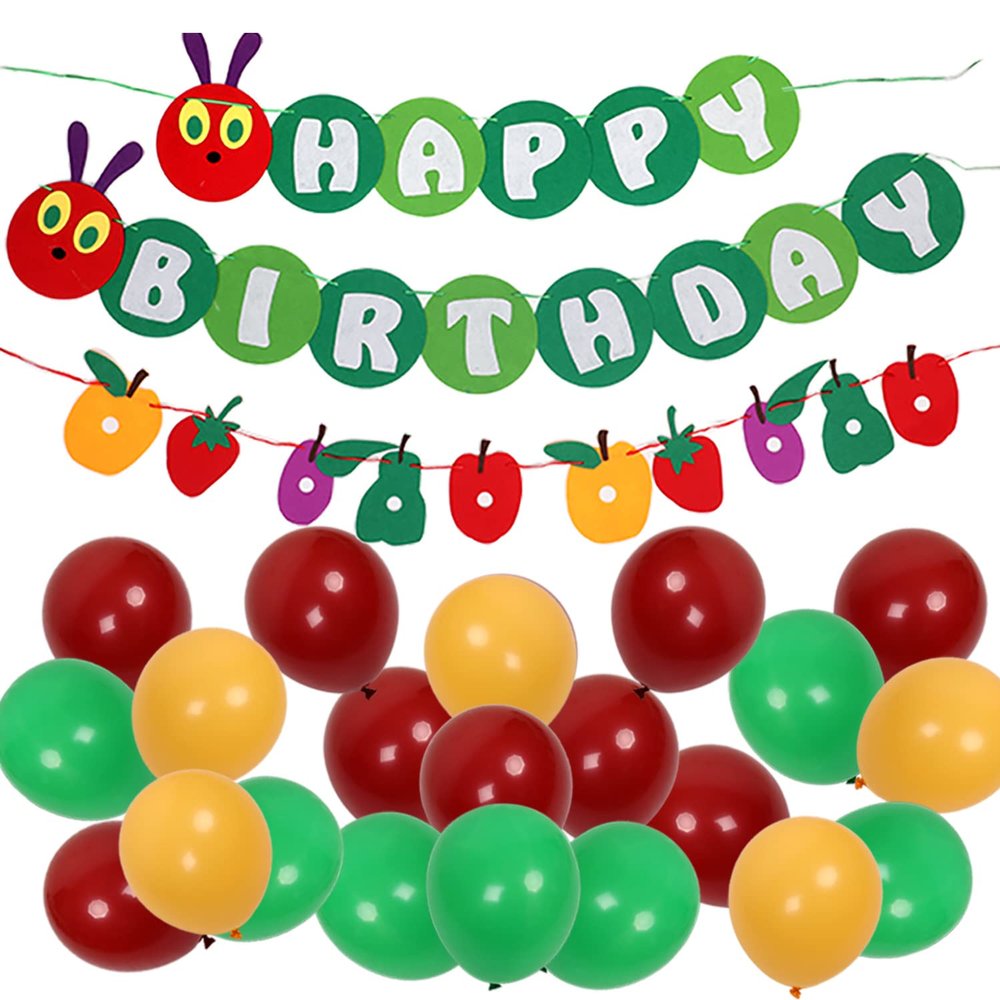 Hungry Caterpillar Party Decorations for Boys and Girls, Caterpillar Banner and Latex Balloons,Story Book Themed Party Supplies and Decorations