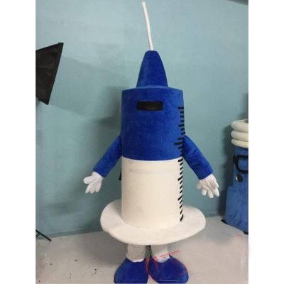 Lovely Blue White Injection Syringe Injector Squirt Mascot Costume Medical Utensils With White Syringe Needle
