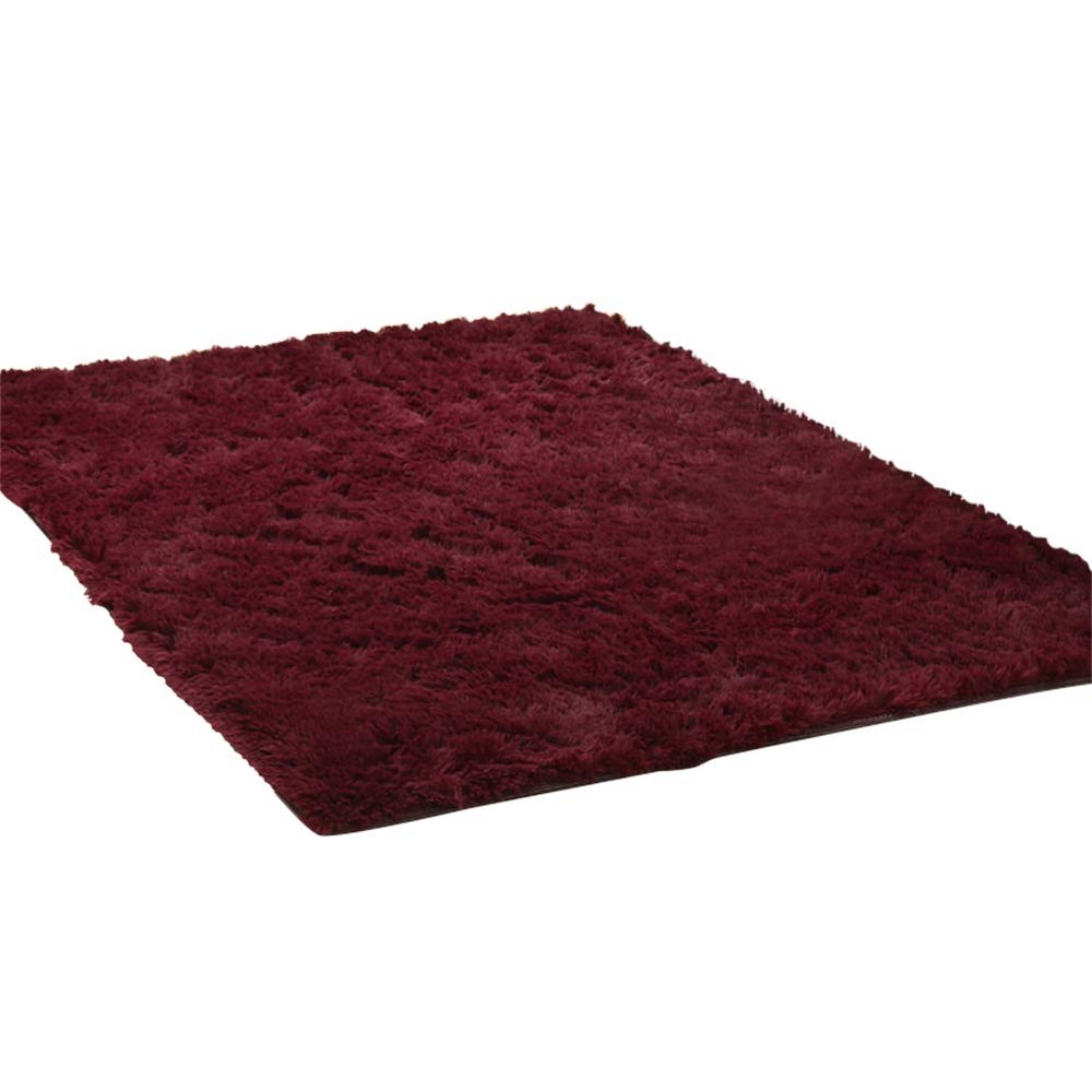 Kekon Ultra Soft Indoor Modern Square Area Rugs Fluffy Non-Slip Floor Carpets Silky Mat for Living Room Bedroom Kids and Baby Room Nursery and Pet, 2.6 * 6.6ft, Wine Red