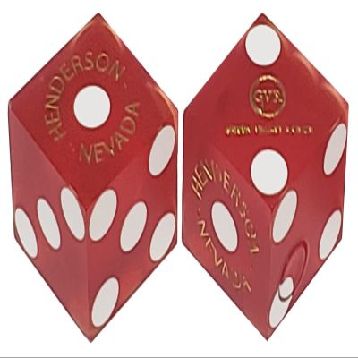 Cyber-Deals Wide Selection 19mm Craps Dice Pairs Authentic Nevada Casino TablePlayed Dice Green Valley Ranch Henderson Red Frosted, Matching Serials