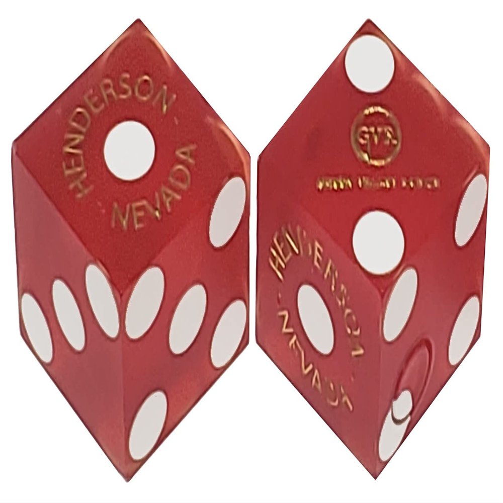 Cyber-Deals Wide Selection 19mm Craps Dice Pairs Authentic Nevada Casino TablePlayed Dice Green Valley Ranch Henderson Red Frosted, Matching Serials