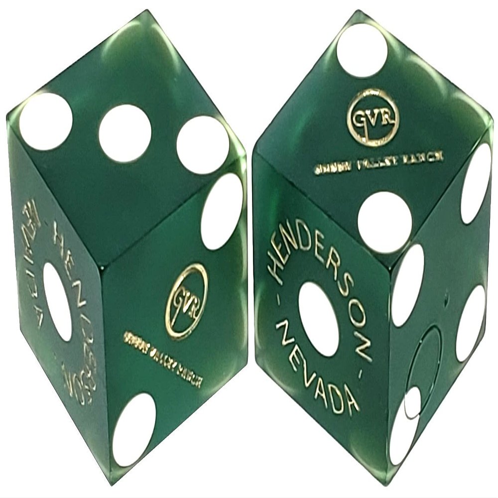Cyber-Deals Wide Selection 19mm Craps Dice Pairs Authentic Nevada Casino TablePlayed Dice Green Valley Ranch Henderson Green Frosted, Matching Serials