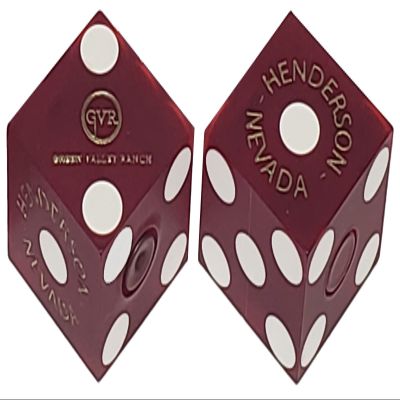 Cyber-Deals Wide Selection 19mm Craps Dice Pairs Authentic Nevada Casino TablePlayed Dice Green Valley Ranch Henderson Dark Red Frosted, Matching Serials