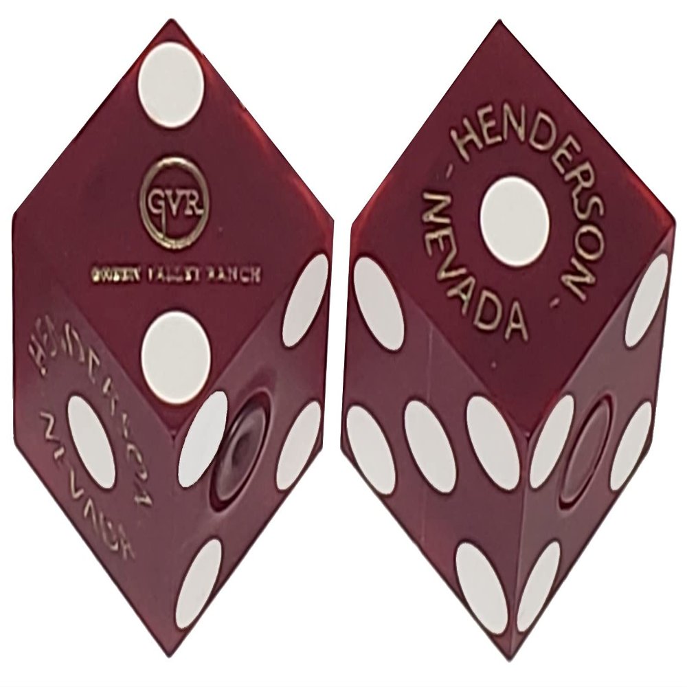 Cyber-Deals Wide Selection 19mm Craps Dice Pairs Authentic Nevada Casino TablePlayed Dice Green Valley Ranch Henderson Dark Red Frosted, Matching Serials