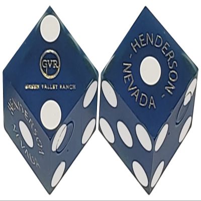 Cyber-Deals Wide Selection 19mm Craps Dice Pairs Authentic Nevada Casino TablePlayed Dice Green Valley Ranch Henderson Blue Frosted, Matching Serials