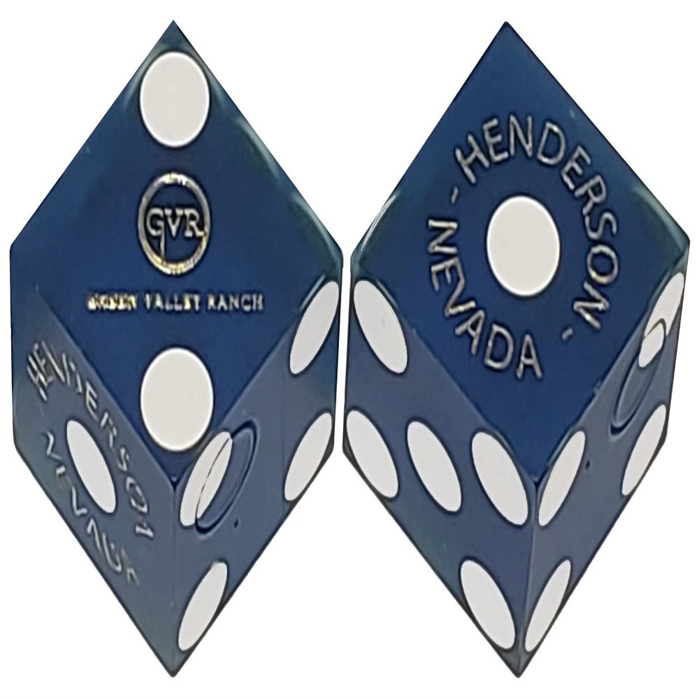 Cyber-Deals Wide Selection 19mm Craps Dice Pairs Authentic Nevada Casino TablePlayed Dice Green Valley Ranch Henderson Blue Frosted, Matching Serials