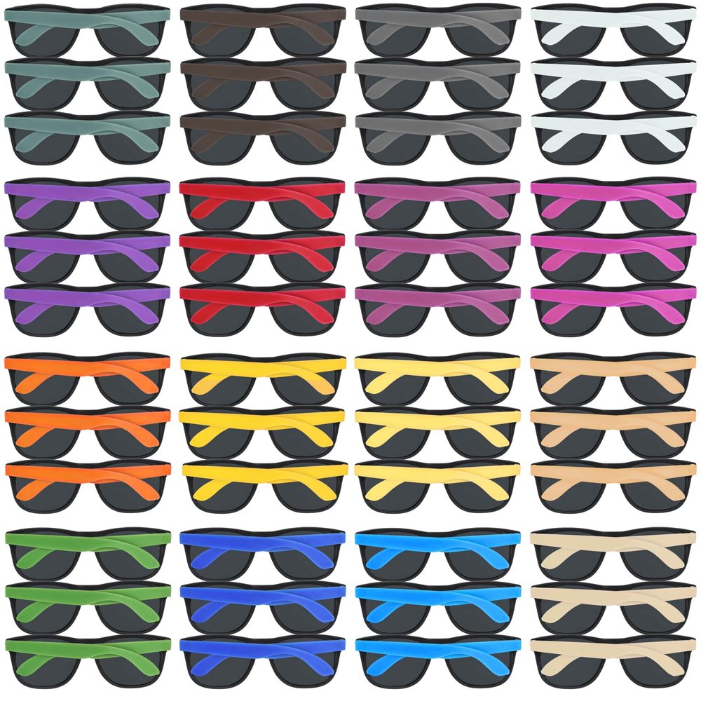 48 Pack 16 Colors Neon Party Sunglasses, 80s Retro Style Party Favors Sun Glasses Bulk for Carnival, Summer Pool Toys, Goody Bag Stuffers, Boy and Girl Beach Party Supplies, Birthday, School Gift