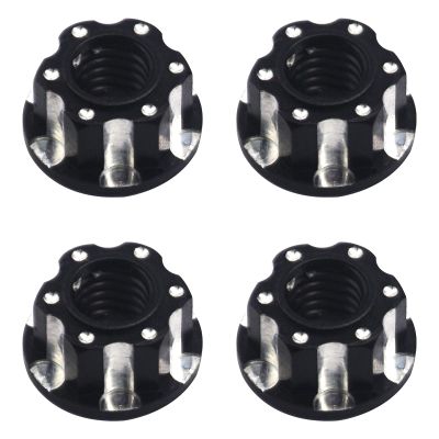 Vgoohobby 4Pcs Hexagonal Nuts, M4 Aluminum Alloy RC Wheel Hex Nuts Compatible with HSP Sakura D3 D4 1/10 RC Car (Black)