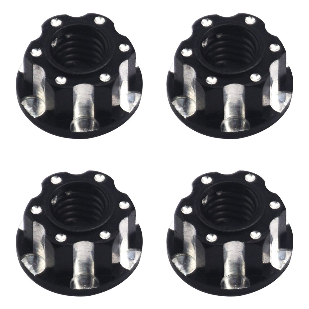 Vgoohobby 4Pcs Hexagonal Nuts, M4 Aluminum Alloy RC Wheel Hex Nuts Compatible with HSP Sakura D3 D4 1/10 RC Car (Black)