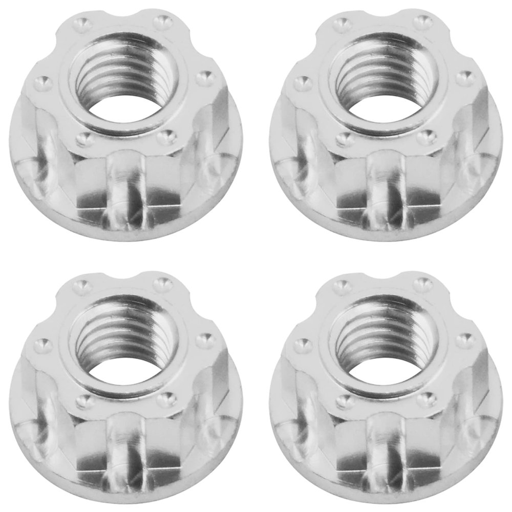 Vgoohobby 4Pcs Hexagonal Nuts, M4 Aluminum Alloy RC Wheel Hex Nuts Compatible with HSP Sakura D3 D4 1/10 RC Car (Silver)