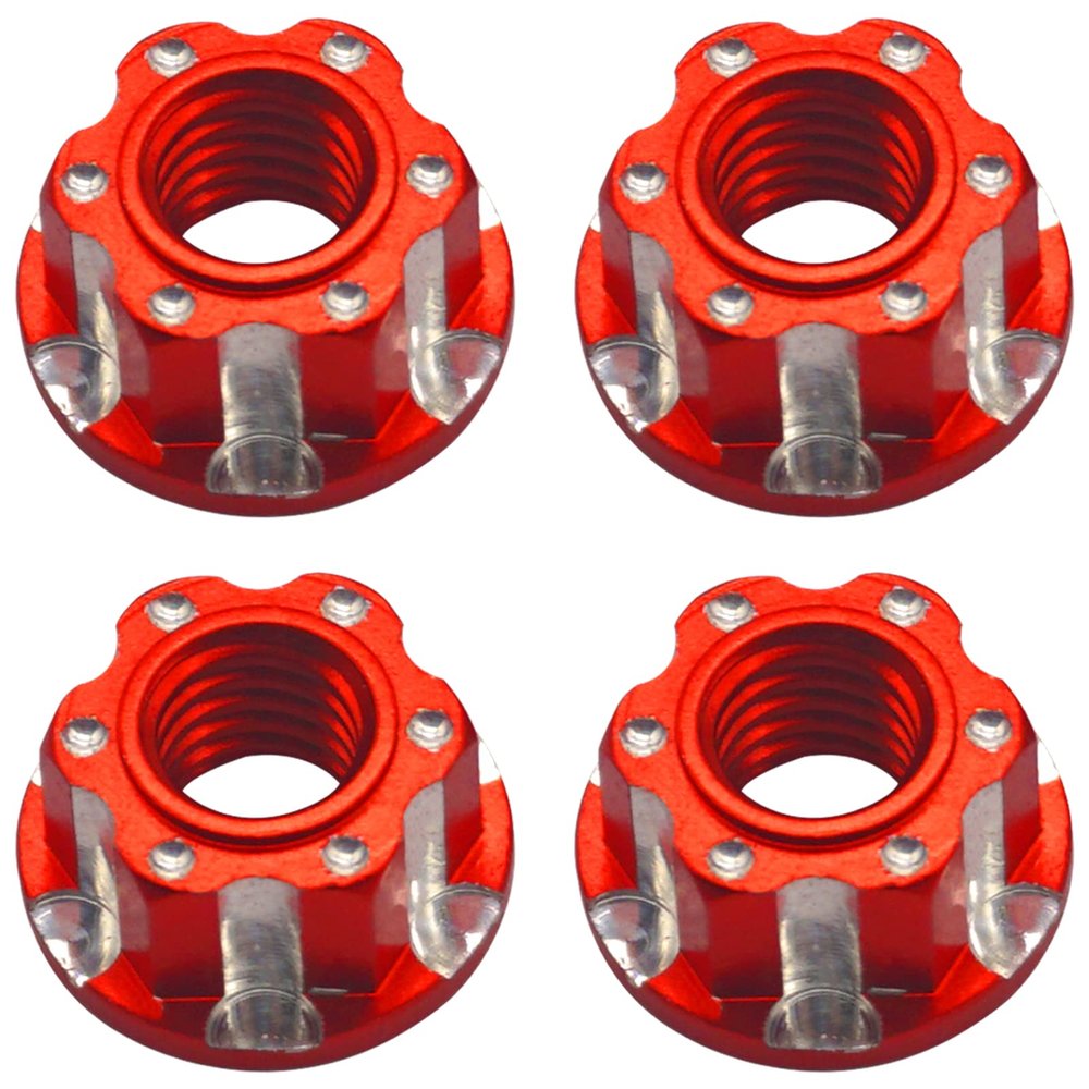 Vgoohobby 4Pcs Hexagonal Nuts, M4 Aluminum Alloy RC Wheel Hex Nuts Compatible with HSP Sakura D3 D4 1/10 RC Car (Red)