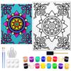 11x14 Mandala Canvas Paint Kit | Abstract Coloring | Pre Drawn Stretched Canvas | Retro Artwork | Adult Sip and Paint Party Favor | Therapeutic Painting view 1