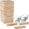 Game Night Tipsy Tower Glass Drinking Game Set w/Wooden Blocks & 4 Lead-Free Shots-Ideal Gift for Birthdays, Father's Day & More, 1 Count (Pack of 1), Brown view 1