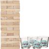 Game Night Tipsy Tower Glass Drinking Game Set w/Wooden Blocks & 4 Lead-Free Shots-Ideal Gift for Birthdays, Father's Day & More, 1 Count (Pack of 1), Brown view 2