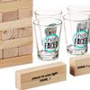 Game Night Tipsy Tower Glass Drinking Game Set w/Wooden Blocks & 4 Lead-Free Shots-Ideal Gift for Birthdays, Father's Day & More, 1 Count (Pack of 1), Brown view 3