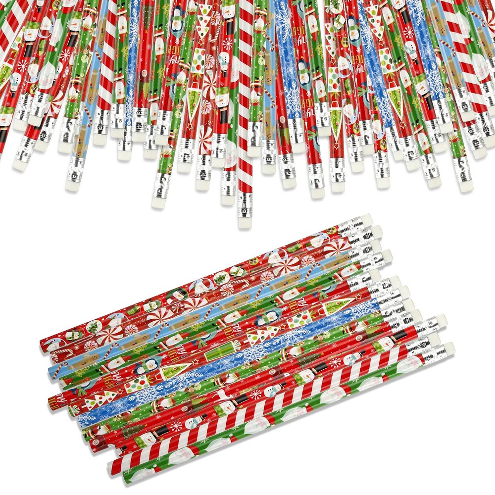 Kesote Christmas Pencils for Kids with Erasers for Christmas Party Favors Goodie Bags School Favors for Kids - Pack of 36