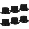 SATINIOR 6 Pcs Felt Bowler Top Hats Bulk for Magician Steampunk Halloween Costume Dress up Men Women Cosplay Party (Top Hat,Black) view 1