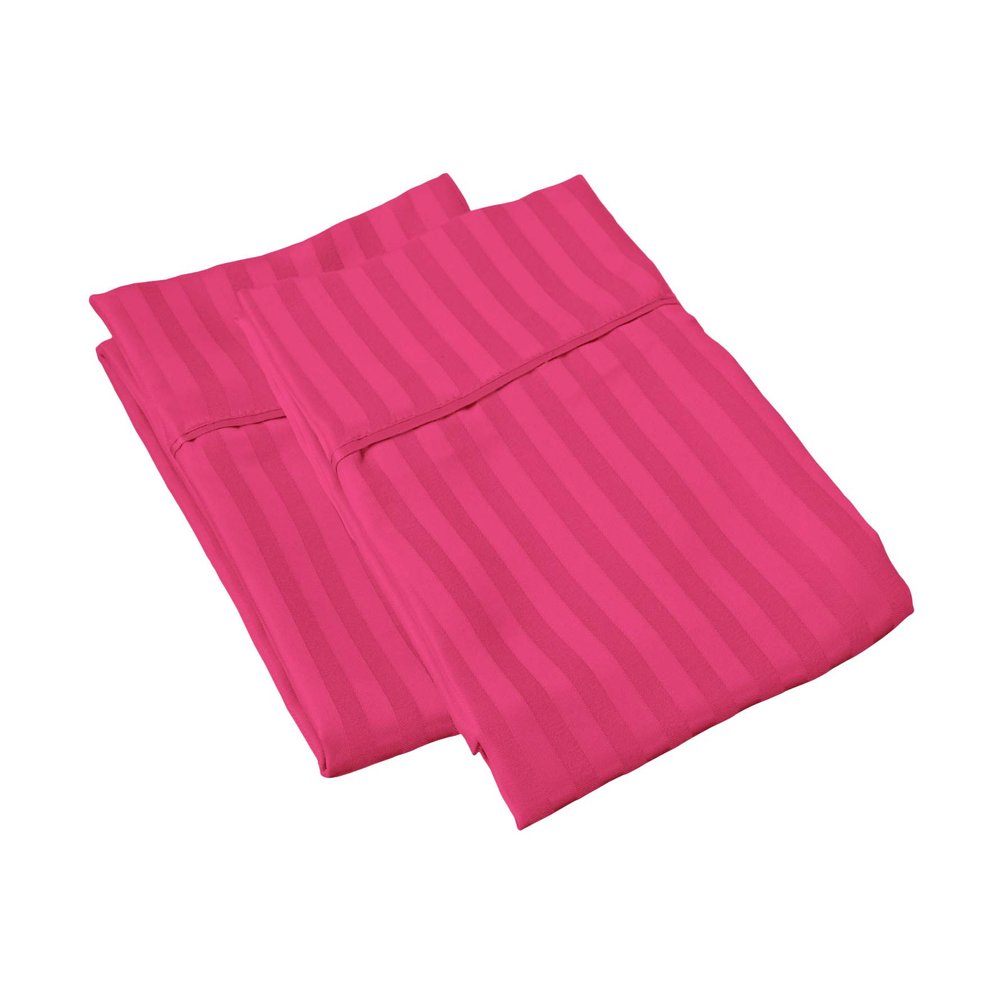 100% Egyptian Cotton Super Soft 2-PC Pillow Cases Striped Pattern 800 Thread Count(Hot Pink Stripe, Toddler 16'' x 20'')
