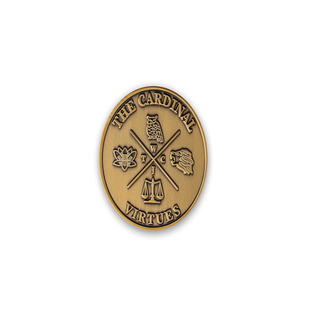 Stoic Store UK The Cardinal Virtues Stoic Coin - Double Sided 38mm 4 Cardinal Virtues Coin - Daily Inspirational Coins for Stoicism Gifts, Stoic Challenge - Novelty Coins, Tokens, Medallions