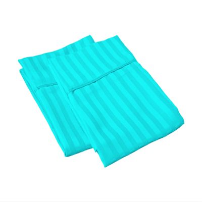 100% Egyptian Cotton Super Soft 2-PC Pillow Cases Striped Pattern 800 Thread Count(Turquoise Stripe, Toddler 16'' x 20'')