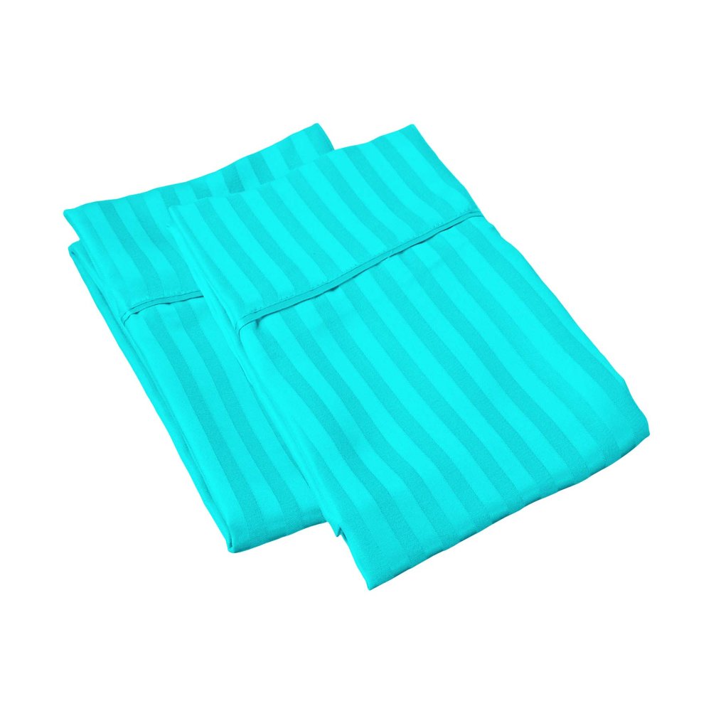 100% Egyptian Cotton Super Soft 2-PC Pillow Cases Striped Pattern 800 Thread Count(Turquoise Stripe, Toddler 16'' x 20'')