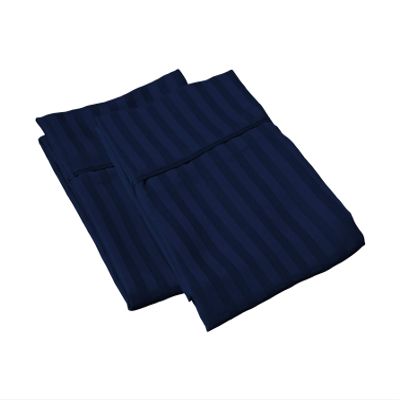 100% Egyptian Cotton Super Soft 2-PC Pillow Cases Striped Pattern 800 Thread Count(Navy Blue Stripe, Toddler 16'' x 20'')