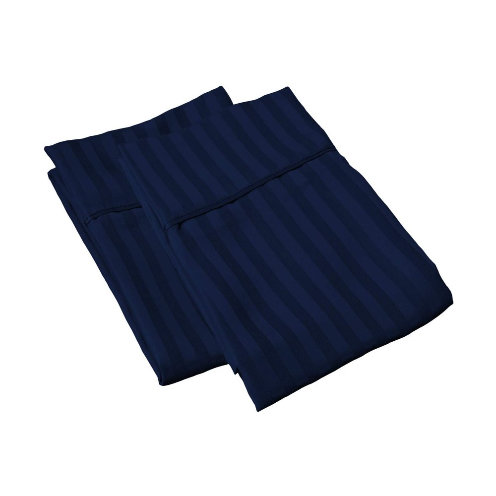 100% Egyptian Cotton Super Soft 2-PC Pillow Cases Striped Pattern 800 Thread Count(Navy Blue Stripe, Toddler 16'' x 20'')