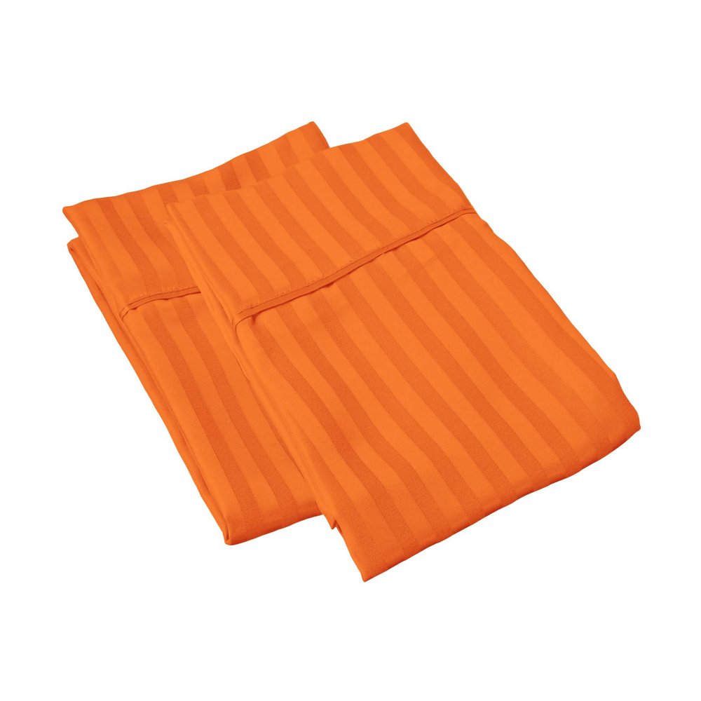 100% Egyptian Cotton Super Soft 2-PC Pillow Cases Striped Pattern 800 Thread Count(Orange Stripe, Toddler 16'' x 20'')