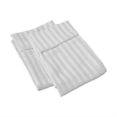 100% Egyptian Cotton Super Soft 2-PC Pillow Cases Striped Pattern 800 Thread Count(Silver Gray Stripe, Toddler 16'' x 20'')