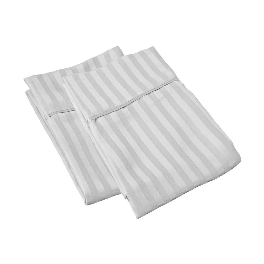 100% Egyptian Cotton Super Soft 2-PC Pillow Cases Striped Pattern 800 Thread Count(Silver Gray Stripe, Toddler 16'' x 20'')