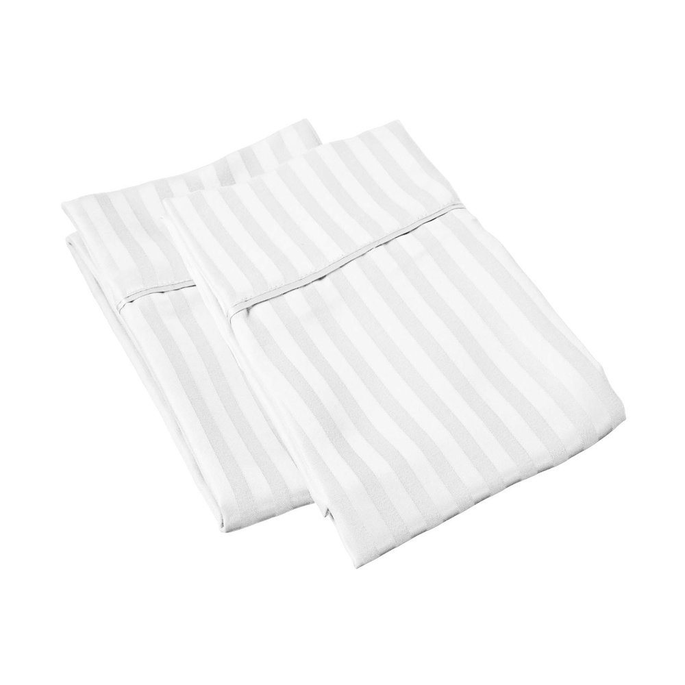 100% Egyptian Cotton Super Soft 2-PC Pillow Cases Striped Pattern 800 Thread Count(White Stripe, Toddler 16'' x 20'')