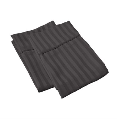100% Egyptian Cotton Super Soft 2-PC Pillow Cases Striped Pattern 800 Thread Count(Dark Grey Stripe, Toddler 16'' x 20'')