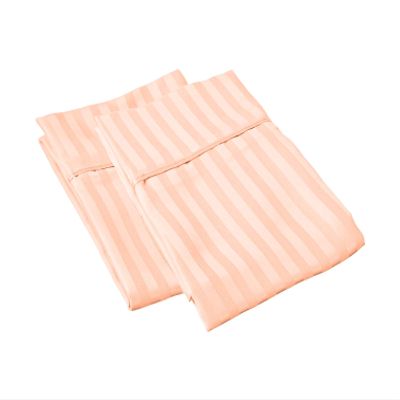 100% Egyptian Cotton Super Soft 2-PC Pillow Cases Striped Pattern 800 Thread Count(Peach Stripe, Toddler 16'' x 20'')