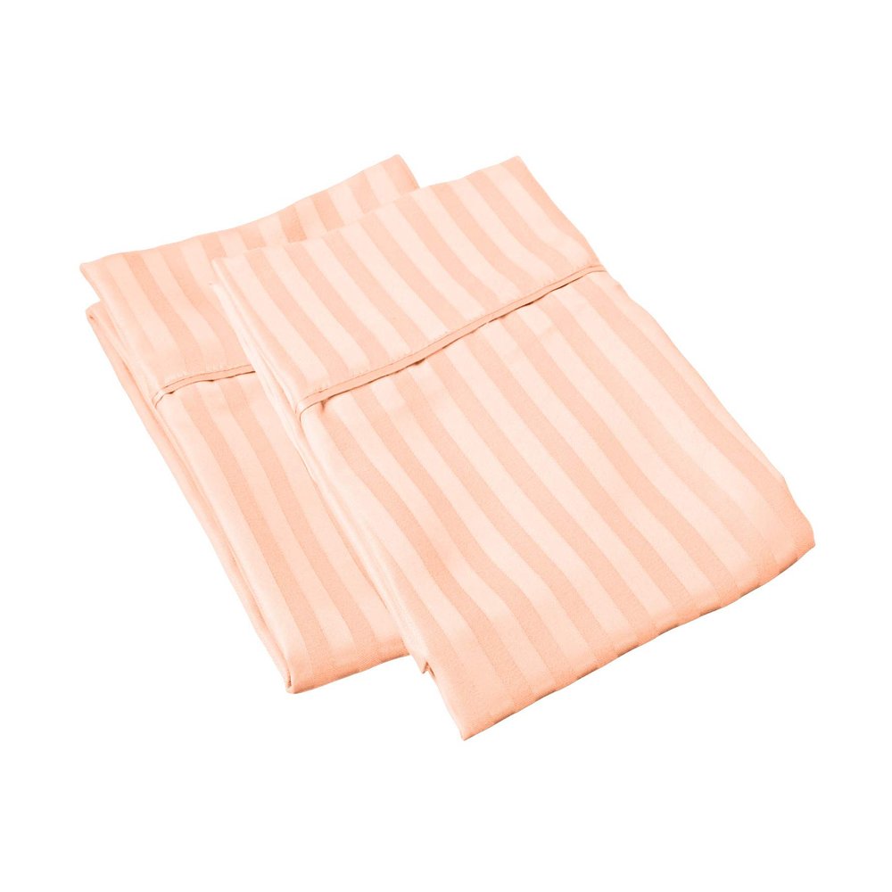 100% Egyptian Cotton Super Soft 2-PC Pillow Cases Striped Pattern 800 Thread Count(Peach Stripe, Toddler 16'' x 20'')