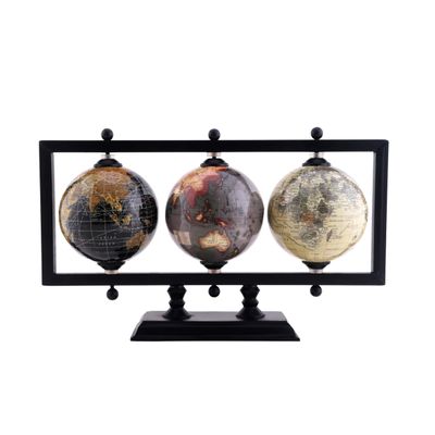 Rely+ Set of 3 4'' Earth Globe for Desk Elegant Office Decor World Globe Sturdy Metal Stand (NOT PLASTIC!) - Rotating Desktop Globes For Geographic Home Table Gift for Adult Decorative Book Shelf