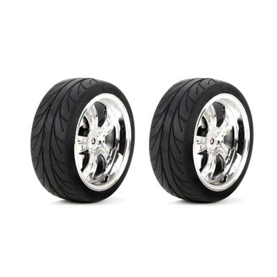 Losi Mounted FR 5-Spoke Wheel/Tire 54x26mm Chrome 2 LOS43038 Elec Car/Truck Replacement Parts