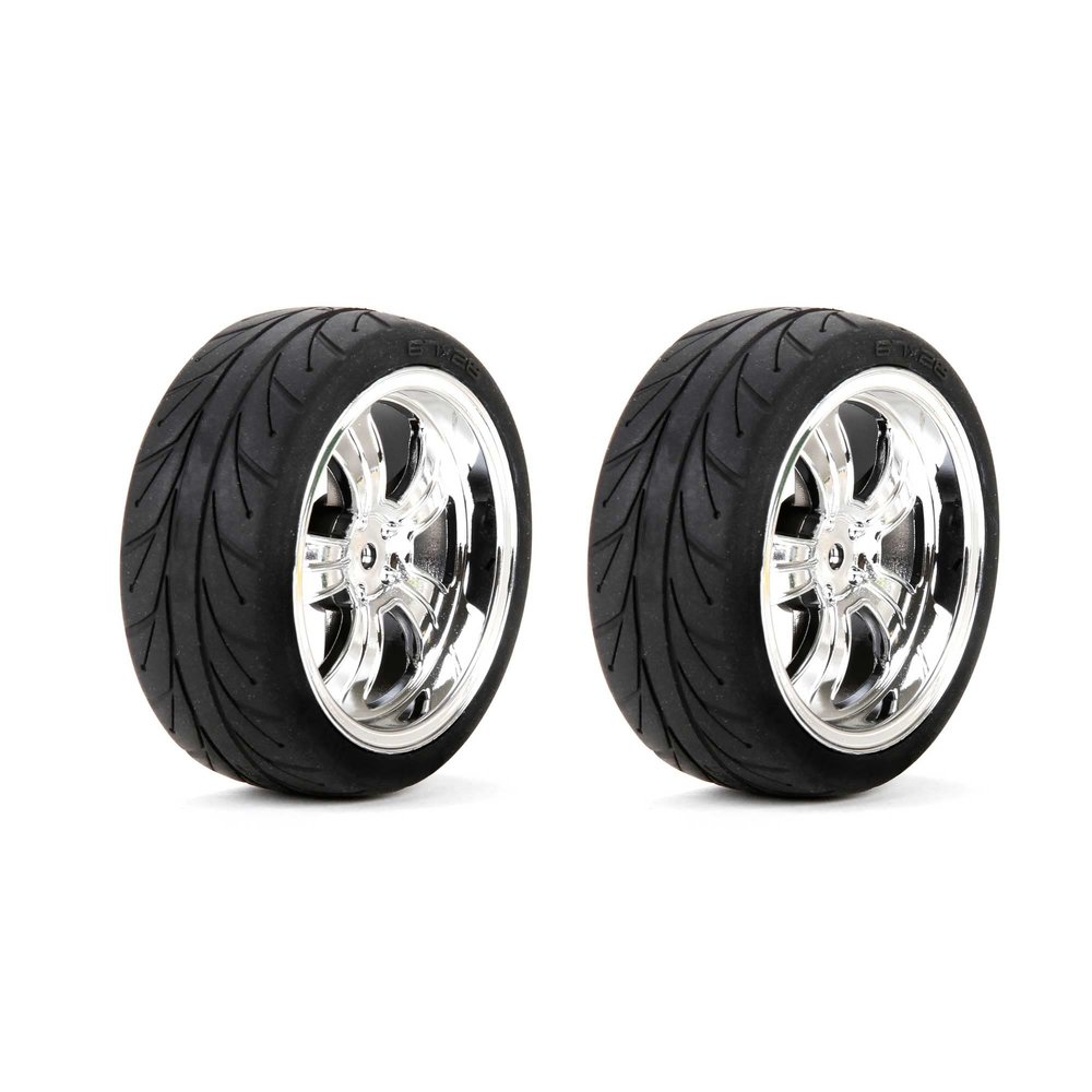 Losi Mounted FR 5-Spoke Wheel/Tire 54x26mm Chrome 2 LOS43038 Elec Car/Truck Replacement Parts
