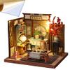 4 Sets of Chinese Art Cottage Models 3D Wooden Miniature Doll House Kits Classical Architecture DIY Birthday Prensent (Painting and Calligraphy Room with Dust Cover) view 1