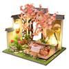 4 Sets of Chinese Art Cottage Models 3D Wooden Miniature Doll House Kits Classical Architecture DIY Birthday Prensent (Zither Room with Dust Cover) view 2
