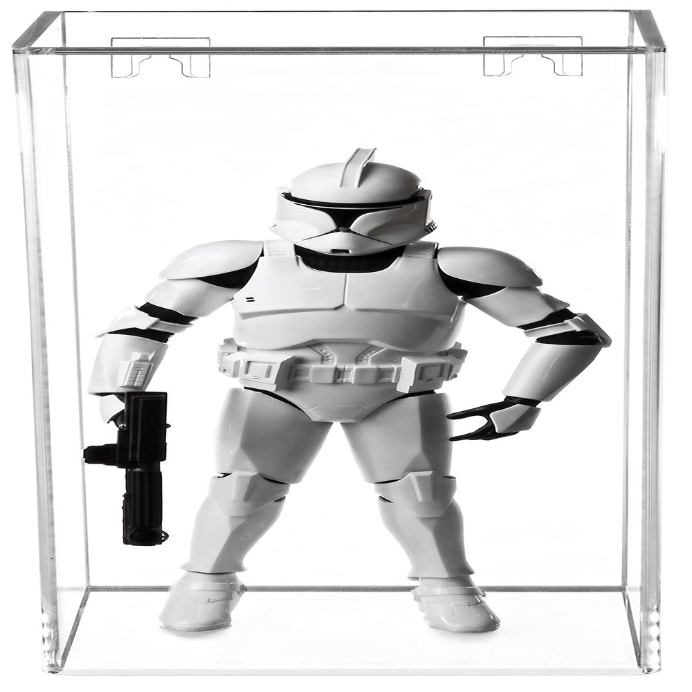 Better Display Cases Clear Acrylic Figure Display Case for Figurine Miniature Doll Bobblehead or Action Figure, Doll Stands (vertical or horizontal),Display Box,DIM: 6"L x 6"W x 15"H (D03/A078-CB-VWM)