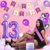 Fangleland 13th Birthday Decorations for Girls Purple OMG UR A TEENAGER Balloons Sash Teens Happy 13th Birthday Cake Topper Fringe Curtain view 3