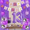 Fangleland 13th Birthday Decorations for Girls Purple OMG UR A TEENAGER Balloons Sash Teens Happy 13th Birthday Cake Topper Fringe Curtain view 4