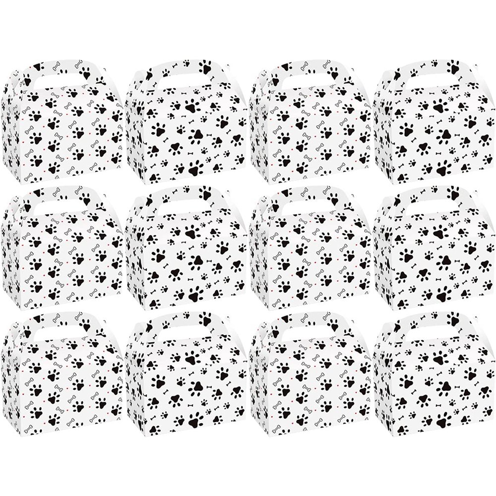 12 Pcs Dog Pet Paw Puppy Theme Party Candy Cake Box Set for Kids Birthday Baby Shower Decor