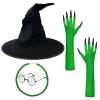 Asekonc Halloween Witch Hat Witch Costume Hat Glasses with Gloves for Women Halloween Movie Cosplay Props Role-playing Party Favors Supplies view 2