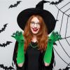 Asekonc Halloween Witch Hat Witch Costume Hat Glasses with Gloves for Women Halloween Movie Cosplay Props Role-playing Party Favors Supplies view 4