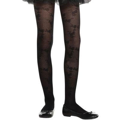 Black Child Lace Tights (Small/Medium) - 1 Pc. - Stylish Floral Design, Perfect Costume Accessory For Dance, Parties & Dress-Up