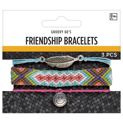 amscan Assorted Groovy 60s Friendship Bracelets-4 1/4" x 4" | Multicolor- 3 Ct