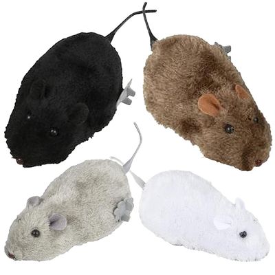ArtCreativity Wind Up Mouse Toys, Set of 4, Classic Prank Toys for Kids in 4 Colors, Animal Party Favors for Children, No Batteries Needed, Goody Bag Fillers for Boys and Girls