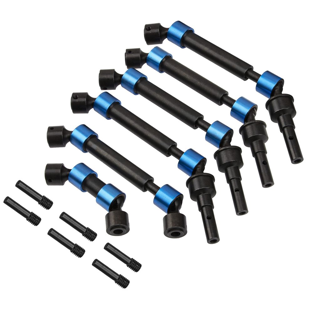 6Pcs Vgoohobby Hard Steel Front Rear CVD Drive Shaft Transmission Axle Upgrade Parts Compatible with Traxxas E-Revo 2.0 VXL 86086-4 1/10 RC Car (Blue)